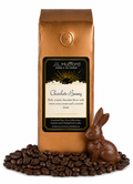 1 lb Chocolate Bunny coffee beans bag with coffee beans and chocolate bunny in front displayed on a white background