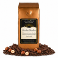1 lb Chocolate Hazelnut coffee beans bag with chocolate, coffee beans, and hazelnuts on a white background