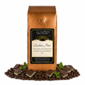 1 lb J.L. Hufford Chocolate Mint Coffee beans bag with coffee beans and chocolate mint blocks in front displayed on a white background