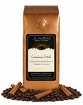 1 lb Cinnamon Stick coffee beans bag with coffee beans and cinnamon sticks in front displayed on a white background
