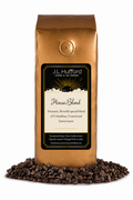 1 lb J.L. Hufford House Blend coffee bag with coffee beans on a white background