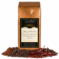 1 lb Mayan Mocha coffee beans bag with coffee beans, coca, chili in front displayed on a white background