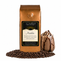 1 lb J.L. Hufford Mudslide coffee bag with coffee beans and mudslide drink on a white background