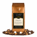 1 lb J.L. Hufford Rocky Road coffee bag with coffee beans, marshmallows, and peanuts covered in melted chocolate on a white background