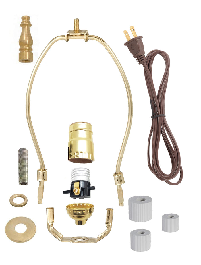 Jug or Bottle Lamp Adapter Kit with Harp & Finial