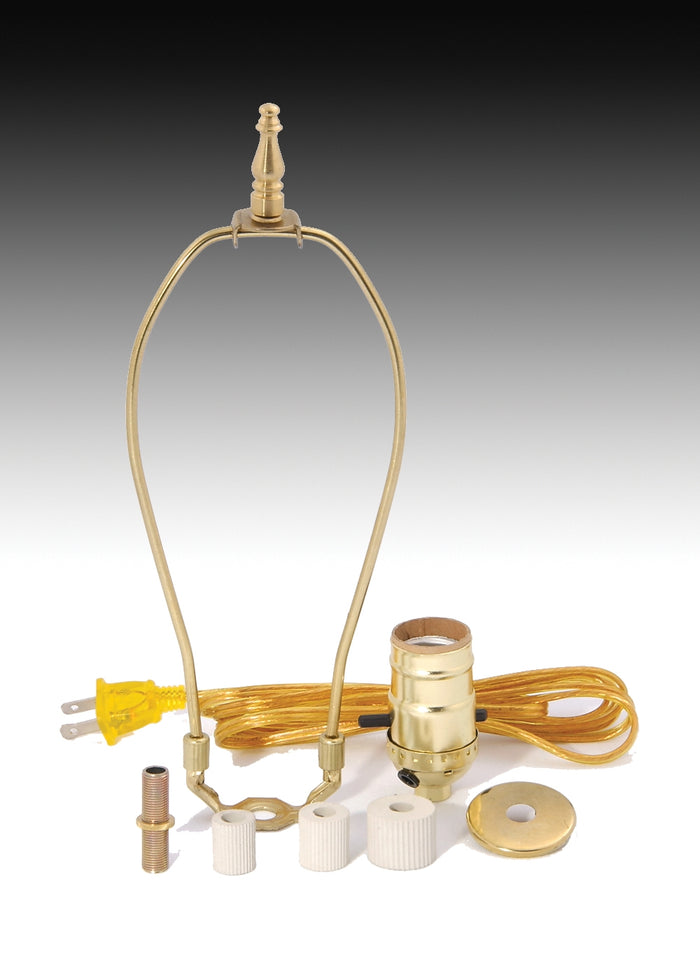 Jug or Bottle Lamp Adapter Kit with Harp & Finial