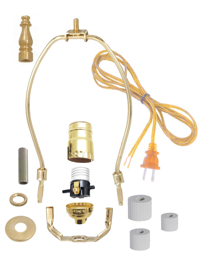 Jug or Bottle Lamp Adapter Kit with Harp & Finial