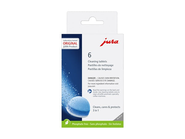 Jura cleaning tablets packaging on a white background