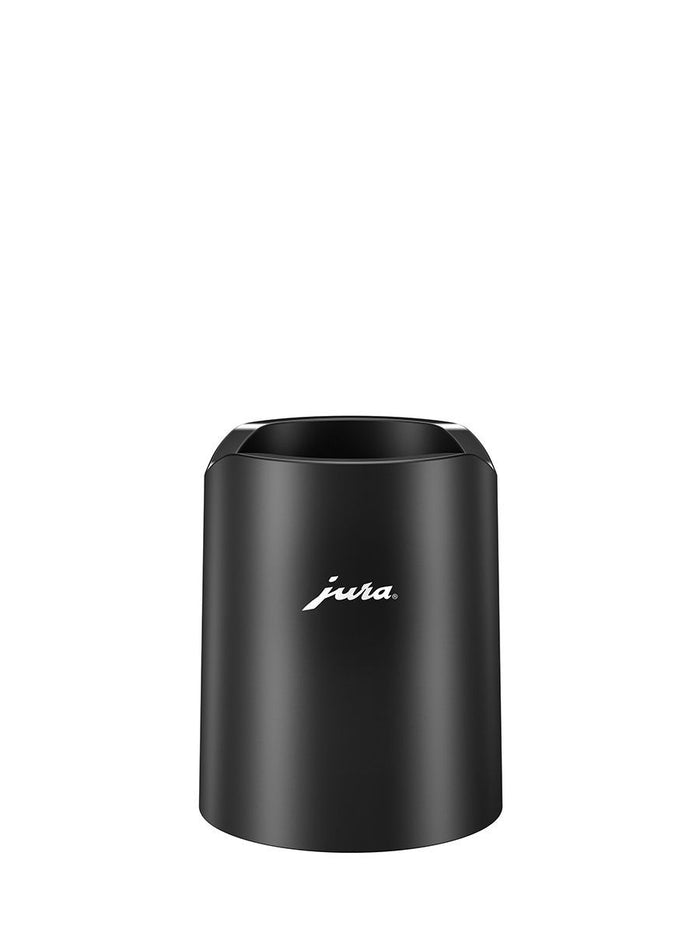 Front view of black Jura Glacette displayed on a white background