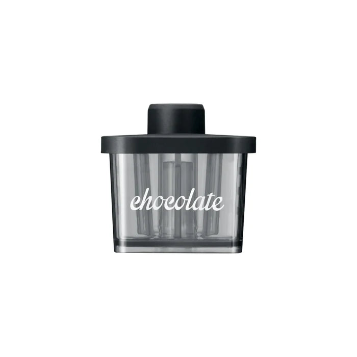 A clear plastic Chocolate attachment with a black lid and a white script label reading 'chocolate' on the front, shown against a plain white background.