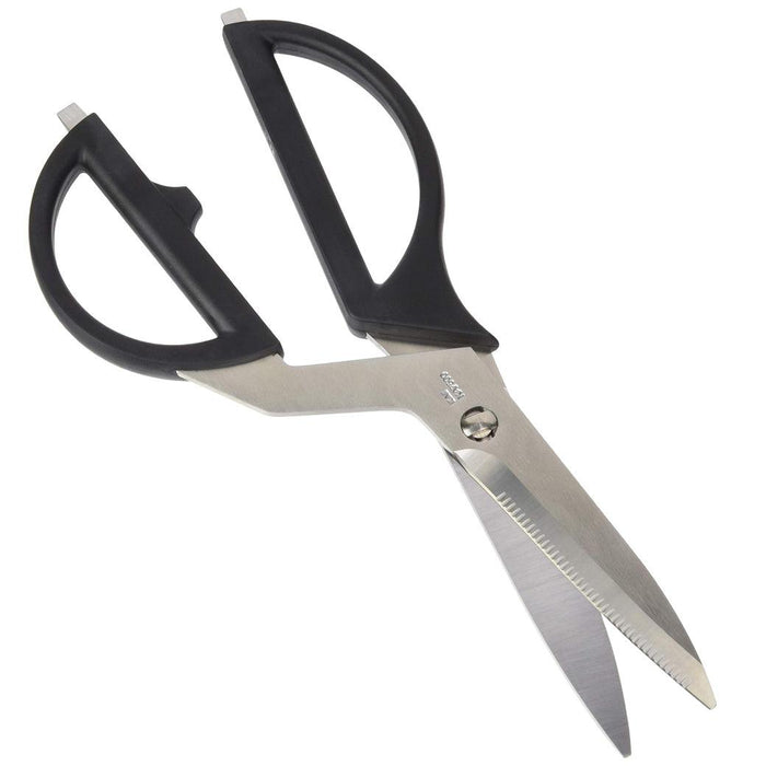 Kai Kitchen Shears slightly opened diagonally displayed on a white background