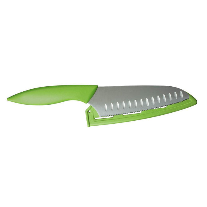 Kai My First Knife 5.25″ w/ Sheath (Green) displayed on a white background