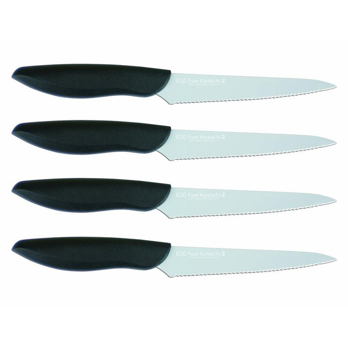 Kai Pure Komachi 2 4 Pc Serrated Steak Knife Set displayed on a white background