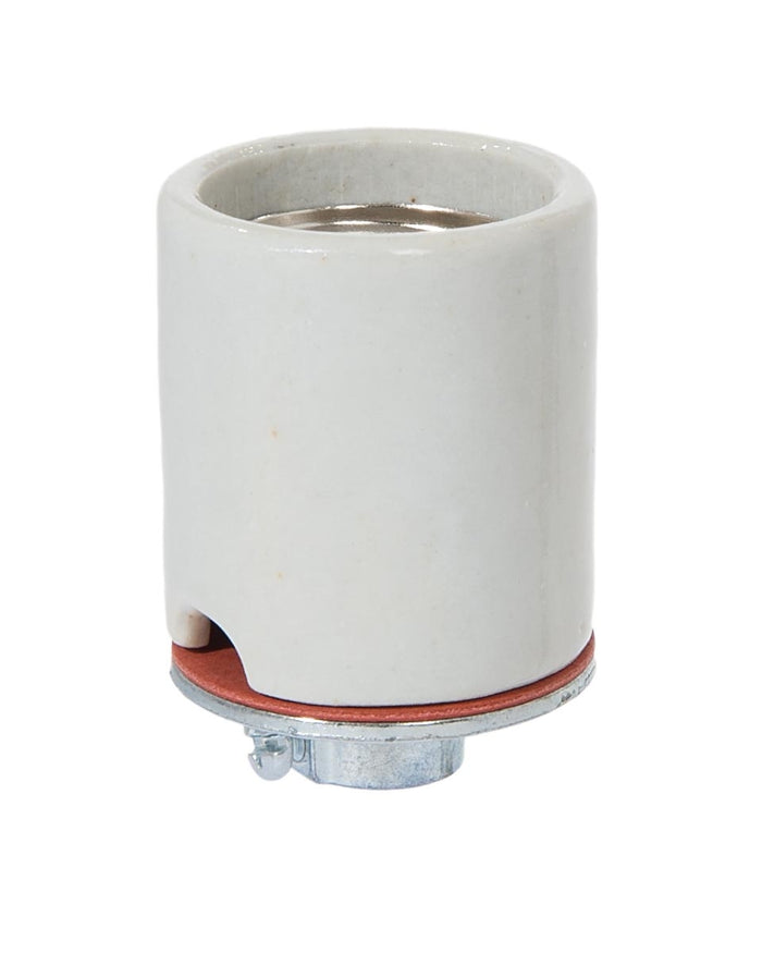 Keyless Glazed Porcelain E-26 Scoket, 2 Wire Ways, 1/8 IP Metal Cap with Set Screw and Copper Screw Shell