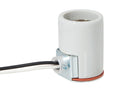 Keyless Glazed Porcelain E-26 Socket, Screw Shell Terminal, 12" Wire Leads