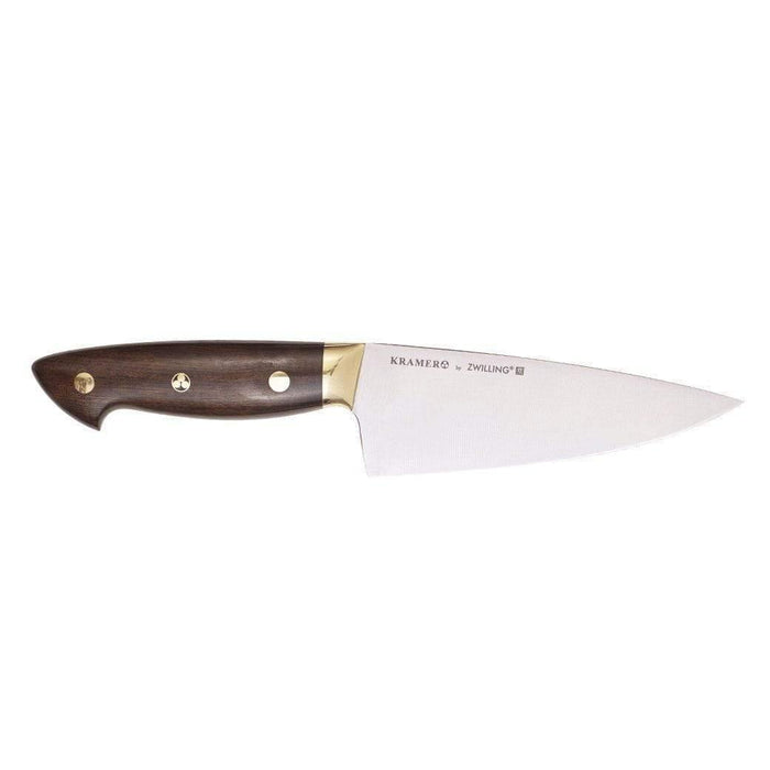 6 inch KRAMER by ZWILLING 2.0 Carbon Steel Chef's Knife displayed horizontally on a white background
