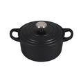 Licorice Le Creuset 1 qt Enameled Cast Iron Signature Round Dutch Oven with lid displayed on a white background