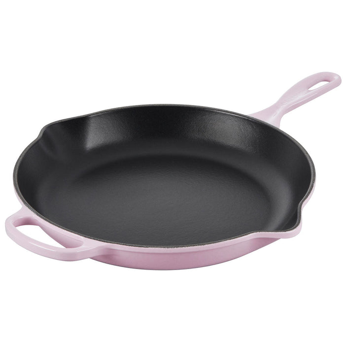 11.75 inch Shallot Le Creuset cast iron skillet displayed on a white background