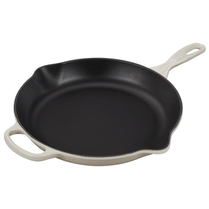 Meringue Le Creuset 11.75″ Enameled Cast Iron Signature Round Skillet with Handle displayed on a white background