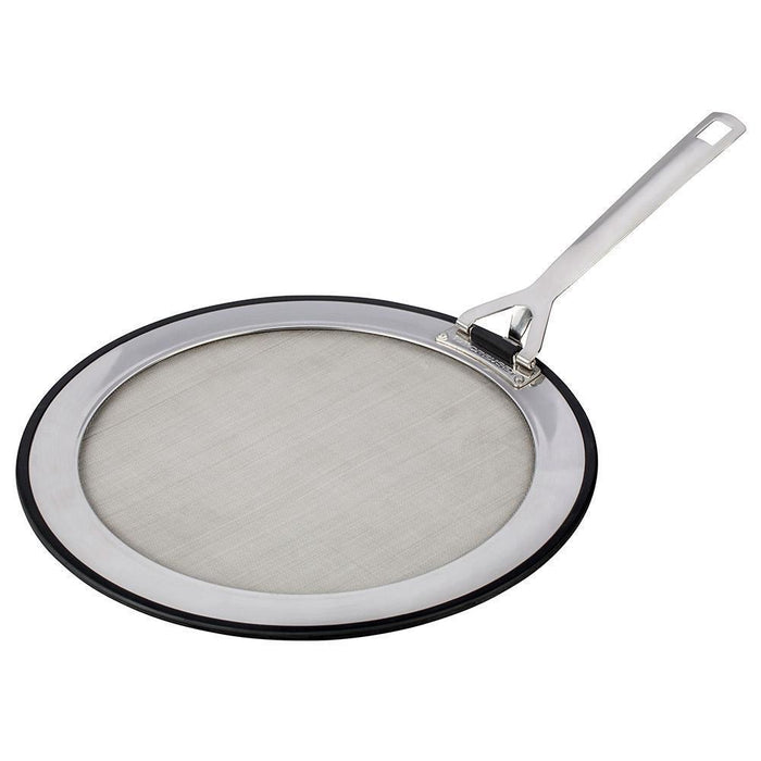 Le Creuset 12.25″ Stainless Steel Splatter Guard displayed on a white background