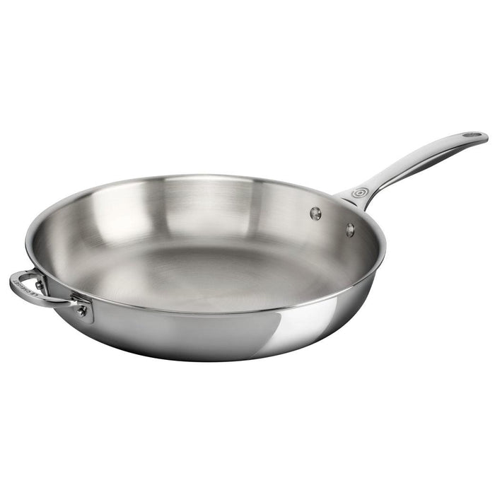 Le Creuset 12.5" Deep Fry Pan with Helper Handle displayed on a white background