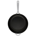 Top view of Le Creuset 12.5" Nonstick Deep Fry Pan with Helper Handle displayed vertically on a white background