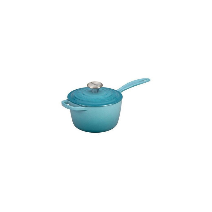 Caribbean Le Creuset 1.75 Qt. Signature Saucepan displayed on a white background