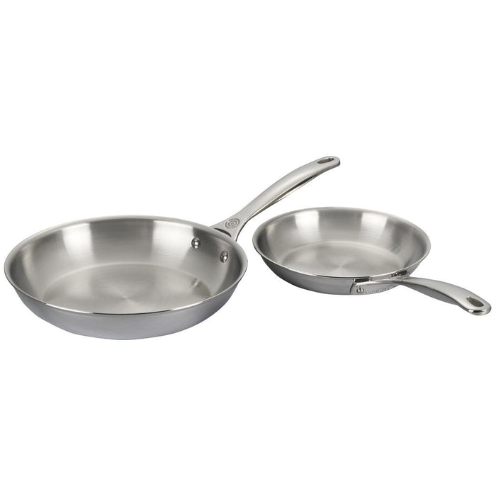 Le Creuset 2 Piece Set (8″ Fry Pan & 10″ Fry Pan) displayed on a white background
