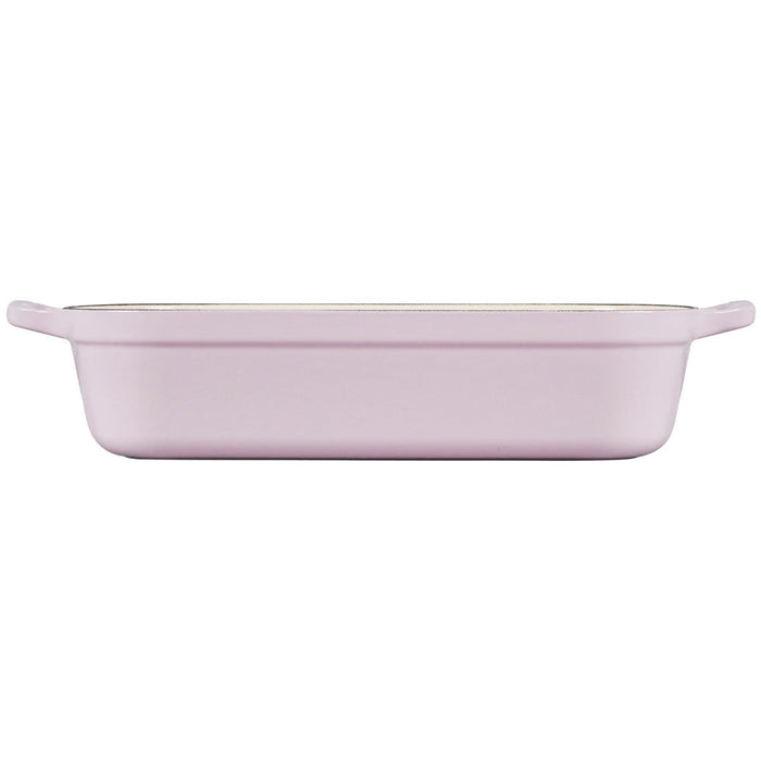 Side view of Shallot Le Creuset 5.25 Quart Signature Rectangular Roaster displayed on a white background