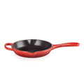 Cerise 6.33" Le Creuset skillet from the top angled view on a white background