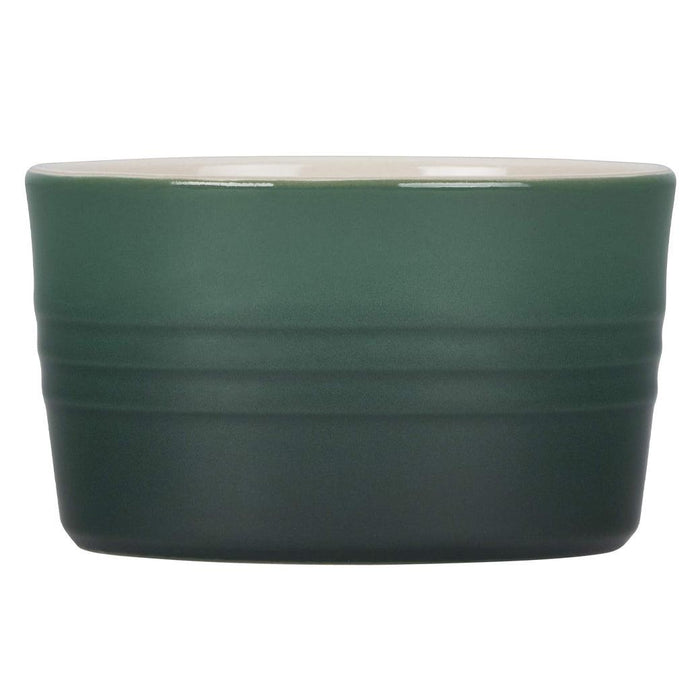 Side view of Artichaut Le Creuset 7 oz Stoneware Stackable Ramekin displayed on a white background