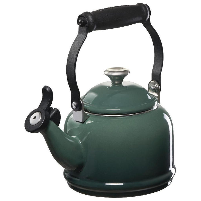 1.25 qt artichaut Le Creuset enamel on steel demi tea kettle with metal finishes displayed on a white background