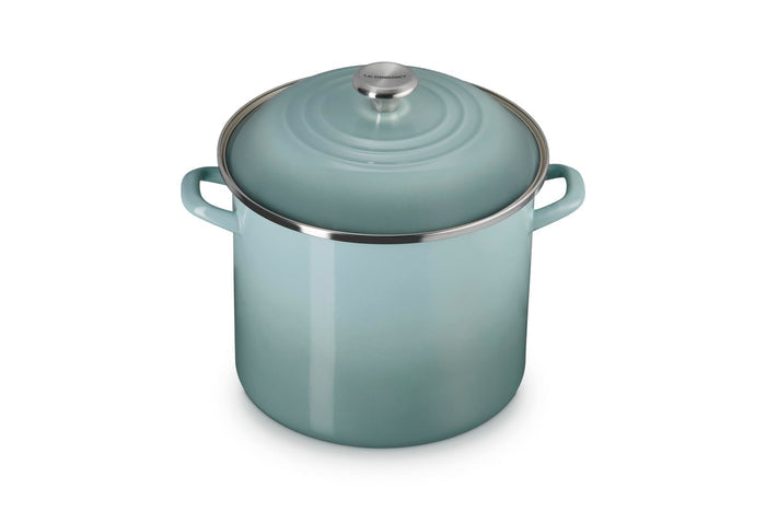 Sea salt pot and sea salt lid on a white background