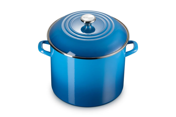 Marseille stockpot with lid and handles on a white background