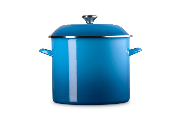 Marseille stockpot with lid and handles on a white background