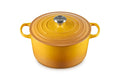 Nectar enameled cast iron Dutch oven with a lid on a white background