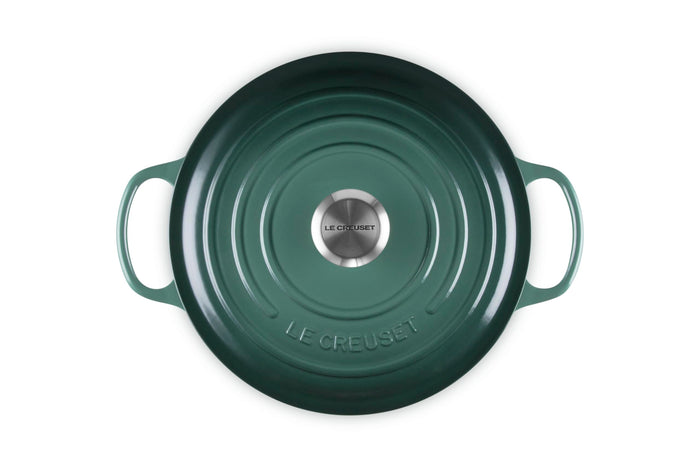 Artichaut Le Creuset pot on a white background