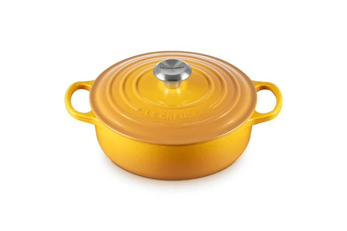 3.5 qt nectar Le Creuset Signature Round Wide Dutch Oven with a lid displayed on a white background