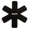 Top view of black Le Creuset Felt Pan Protector displayed on a white background