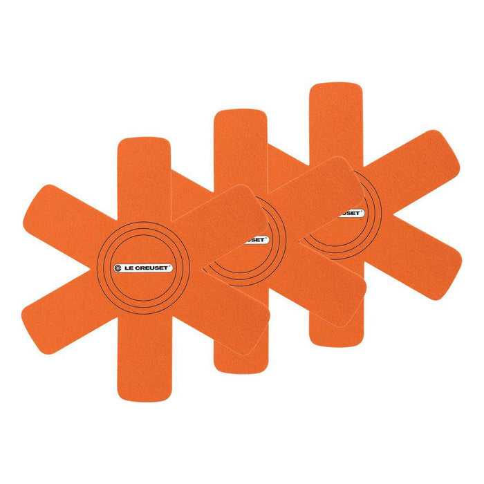 Flame Le Creuset Felt Pan Protectors Set of 3 displayed on a white background