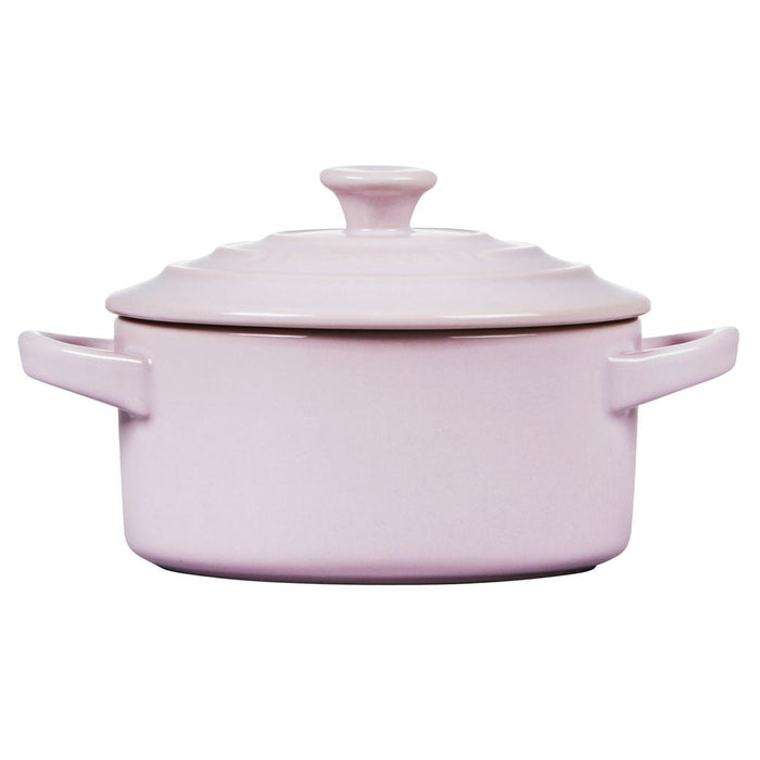 Side view of Shallot Le Creuset Mini Round Cocotte 8 oz displayed on a white background