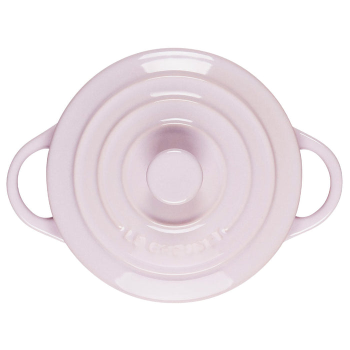Top view of Shallot Le Creuset Mini Round Cocotte 8 oz displayed on a white background