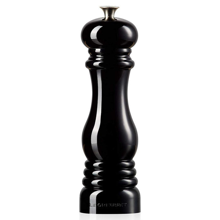 Black Le Creuset Pepper Mill displayed on a white background
