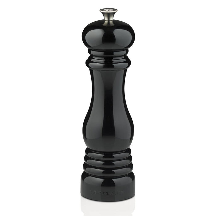 Black Le Creuset Salt Mill displayed on a white background
