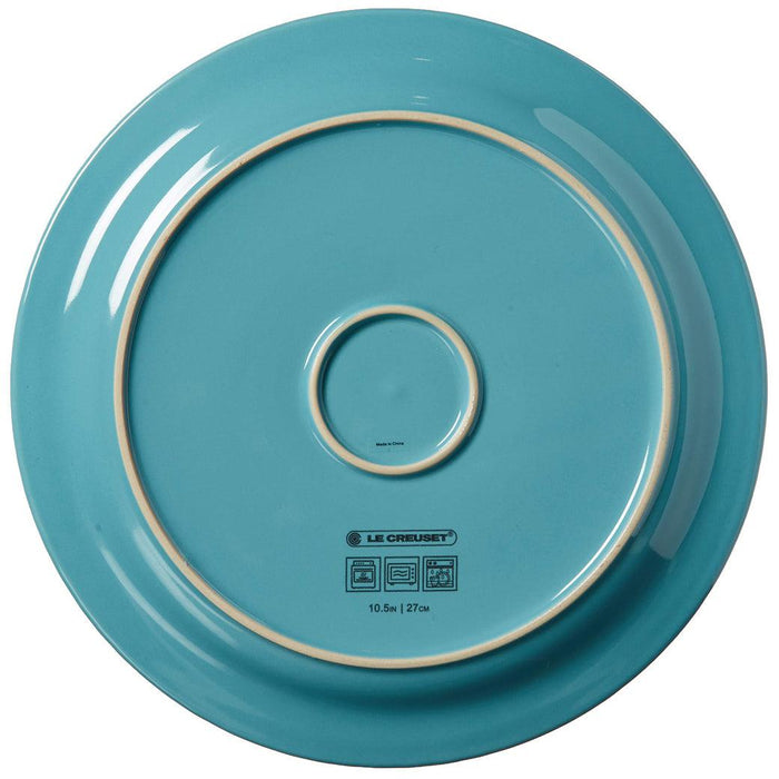 Bottom view of Caribbean Le Creuset 10.5″ Dinner Plate displayed on a white background