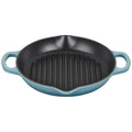 Caribbean Le Creuset Signature 9.75″ Deep Round Grill Pan displayed on a white background