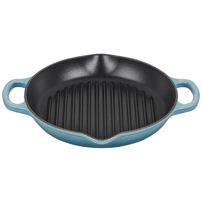 Caribbean Le Creuset Signature 9.75″ Deep Round Grill Pan displayed on a white background