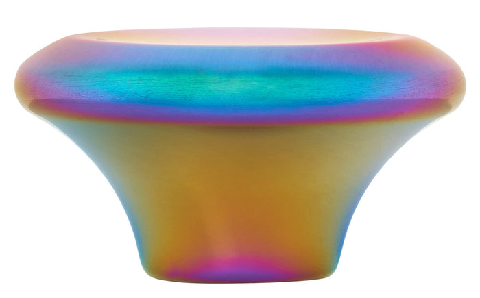 iridescent steel knob on a white background