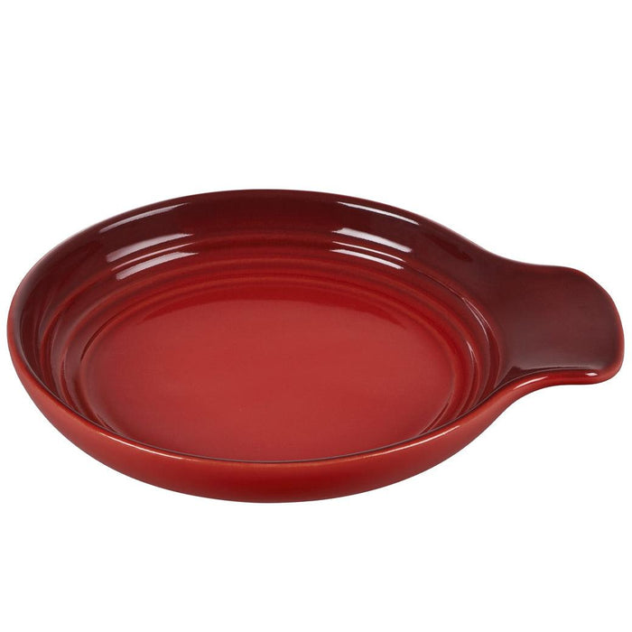 Cerise Le Creuset Signature Stoneware Spoon Rest, 6″ displayed on a white background