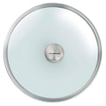Top view of 12 inch Le Creuset Signature Tempered Glass Lid displayed on a white background